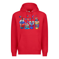Red 4th of july coffee cups Premium Hoodie - AdoDesignShop