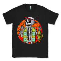 Black skeleton fishing lover moon halloween costume fish Classic Tee - Craftify