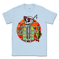 Dusty Blue skeleton fishing lover moon halloween costume fish Classic Tee - Craftify