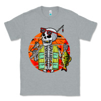 Heather Grey skeleton fishing lover moon halloween costume fish Classic Tee - Craftify