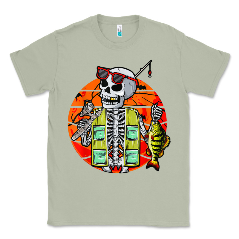 Skeleton Fishing Lover Moon Halloween Costume Fish Classic Tee by Craftify | Teevron