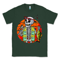 Sports Green skeleton fishing lover moon halloween costume fish Classic Tee - Craftify