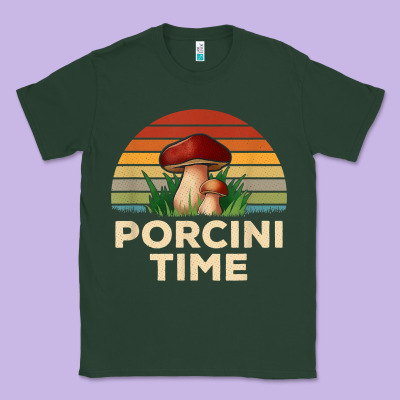 Vintage Sunset Porcini Mushroom Hunting Boletus Edulis T Shirt Classic Tee Designed By Craftify