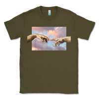 Army Green creation of adam hands aesthetic t shirt Classic Tee - InspiraDesign