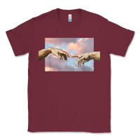 Burgundy creation of adam hands aesthetic t shirt Classic Tee - InspiraDesign