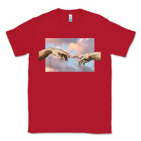 Red creation of adam hands aesthetic t shirt Classic Tee - InspiraDesign