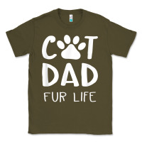 Army Green funny cat dad fathers day gift shirt fur life cat tee Classic Tee - InspiraDesign
