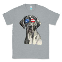 Heather Grey great dane sunglasses american usa flag 4th of july fourth t shirt Classic Tee - InspiraDesign