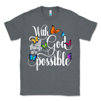 Charcoal Heather With God All Things Are Possible  Religious Butterfly Art Classic Tee - InspiraDesign