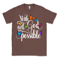 Chestnut With God All Things Are Possible  Religious Butterfly Art Classic Tee - InspiraDesign