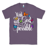 Lavender With God All Things Are Possible  Religious Butterfly Art Classic Tee - InspiraDesign