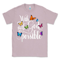 Lilac With God All Things Are Possible  Religious Butterfly Art Classic Tee - InspiraDesign