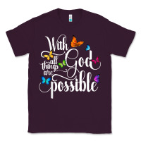 Plum With God All Things Are Possible  Religious Butterfly Art Classic Tee - InspiraDesign