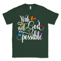 Sports Green With God All Things Are Possible  Religious Butterfly Art Classic Tee - InspiraDesign