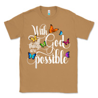 Toasted Coconut With God All Things Are Possible  Religious Butterfly Art Classic Tee - InspiraDesign