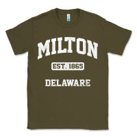 Army Green milton delaware de vintage state athletic style t shirt Classic Tee - InspiraDesign