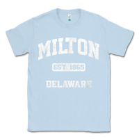 Dusty Blue milton delaware de vintage state athletic style t shirt Classic Tee - InspiraDesign