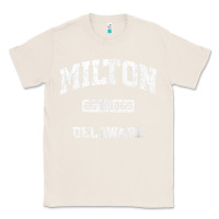 Natural milton delaware de vintage state athletic style t shirt Classic Tee - InspiraDesign