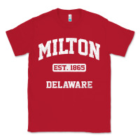 Red milton delaware de vintage state athletic style t shirt Classic Tee - InspiraDesign