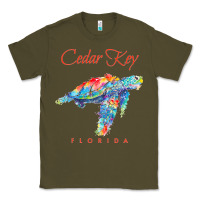 Army Green Cedar Key Florida Watercolor Sea Turtle Sweatshirt Classic Tee - InspiraDesign