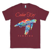 Burgundy Cedar Key Florida Watercolor Sea Turtle Sweatshirt Classic Tee - InspiraDesign