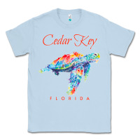 Dusty Blue Cedar Key Florida Watercolor Sea Turtle Sweatshirt Classic Tee - InspiraDesign