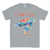 Heather Grey Cedar Key Florida Watercolor Sea Turtle Sweatshirt Classic Tee - InspiraDesign