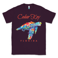 Plum Cedar Key Florida Watercolor Sea Turtle Sweatshirt Classic Tee - InspiraDesign