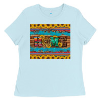 Baby Blue western home wind wheel sunflowers Ladies Tee - Artiststas