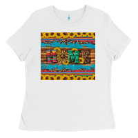 Western Home Wind Wheel Sunflowers Ladies Tee | Teevron
