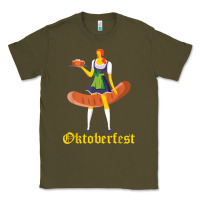 Army Green barmaid oktoberfest funny german woman dirndl bratwurst t shirt Classic Tee - InspiraDesign