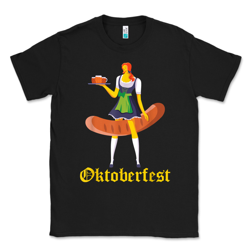 Barmaid Oktoberfest Funny German Woman Dirndl Bratwurst T Shirt Classic Tee by InspiraDesign | Teevron