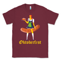 Burgundy barmaid oktoberfest funny german woman dirndl bratwurst t shirt Classic Tee - InspiraDesign