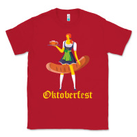Red barmaid oktoberfest funny german woman dirndl bratwurst t shirt Classic Tee - InspiraDesign