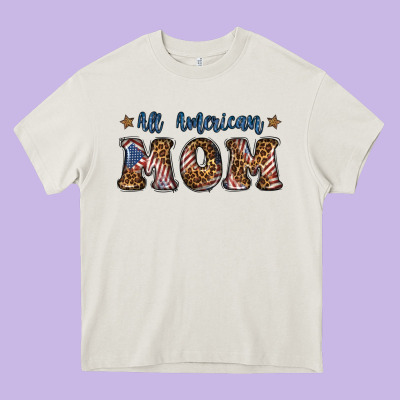 All American Mom Heavy Core Tee Designed By Bundleandbundleshop