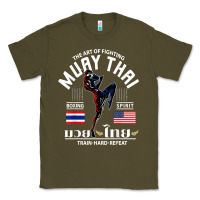 Army Green thailand american flag muay thai boxing train hard repeat t shirt Classic Tee - InspiraDesign