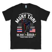 Black thailand american flag muay thai boxing train hard repeat t shirt Classic Tee - InspiraDesign
