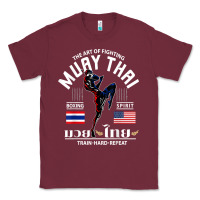 Burgundy thailand american flag muay thai boxing train hard repeat t shirt Classic Tee - InspiraDesign