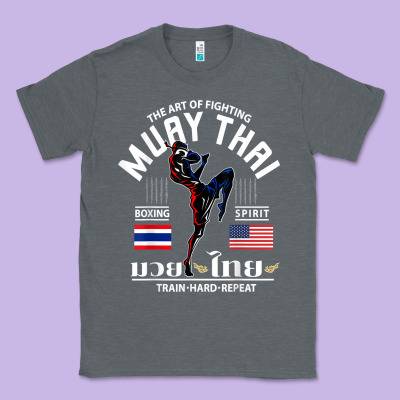 Thailand American Flag Muay Thai Boxing Train Hard Repeat T Shirt Classic Tee Designed By Inspiradesign