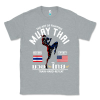 Heather Grey thailand american flag muay thai boxing train hard repeat t shirt Classic Tee - InspiraDesign