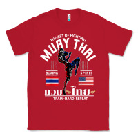 Red thailand american flag muay thai boxing train hard repeat t shirt Classic Tee - InspiraDesign