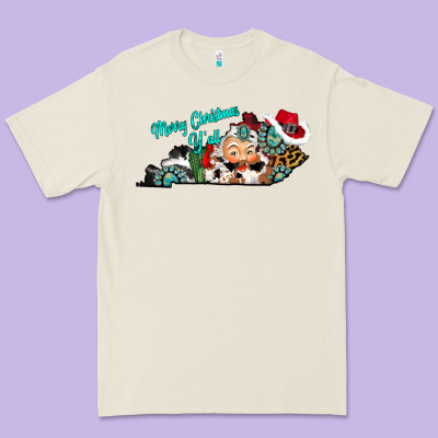 Merry Christmas Y'all Kentucky Premium Tee Designed By Cowhidedigitalart