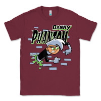 Burgundy Danny Phantom Coming Through Brick Wall Classic Tee - InspiraDesign