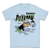 Dusty Blue Danny Phantom Coming Through Brick Wall Classic Tee - InspiraDesign