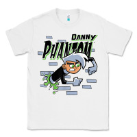White Danny Phantom Coming Through Brick Wall Classic Tee - InspiraDesign