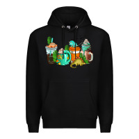 Black dinosaur coffee cups Premium Hoodie - AdoDesignShop