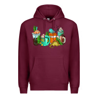 Burgundy dinosaur coffee cups Premium Hoodie - AdoDesignShop
