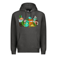 Charcoal Heather dinosaur coffee cups Premium Hoodie - AdoDesignShop