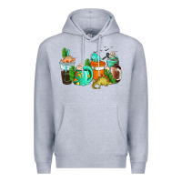 Heather Grey dinosaur coffee cups Premium Hoodie - AdoDesignShop