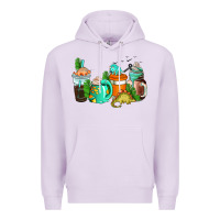 Lilac dinosaur coffee cups Premium Hoodie - AdoDesignShop